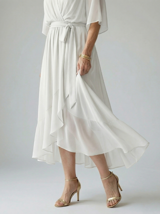 Elvira™ | Vestido Midi Drapeado con Cinturón y Manga Codo