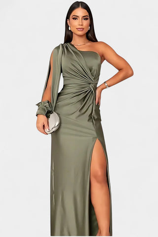 Charlotte Asymmetrical Draped One-Shoulder Dress