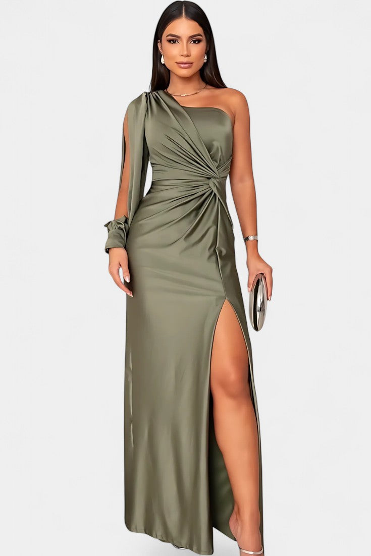 Charlotte Asymmetrical Draped One-Shoulder Dress