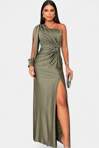 Charlotte Asymmetrical Draped One-Shoulder Dress