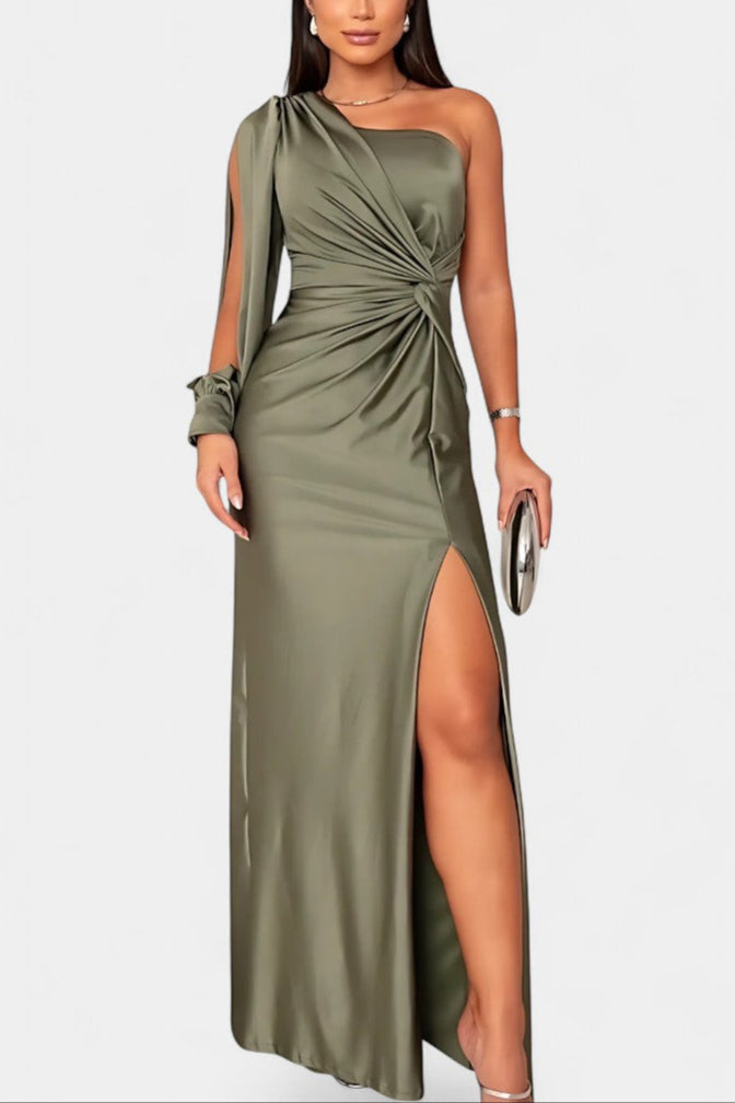 Charlotte Asymmetrical Draped One-Shoulder Dress