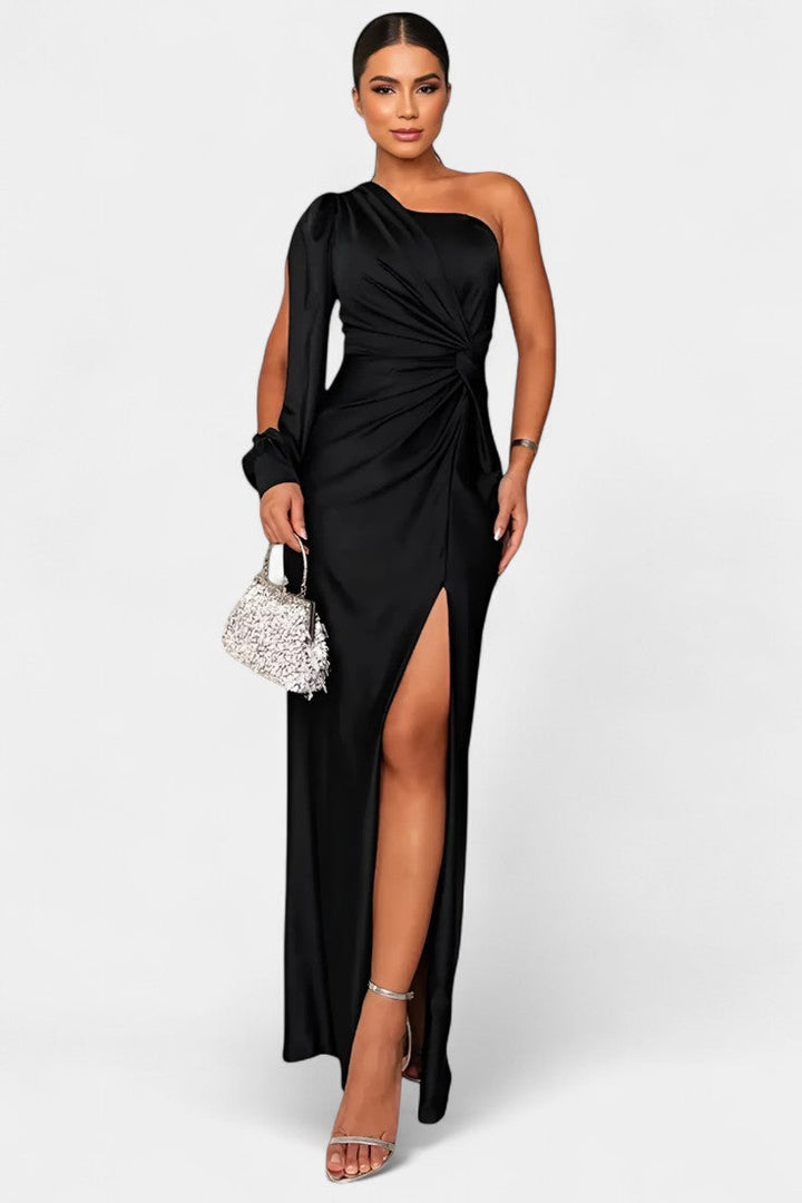 Charlotte Asymmetrical Draped One-Shoulder Dress