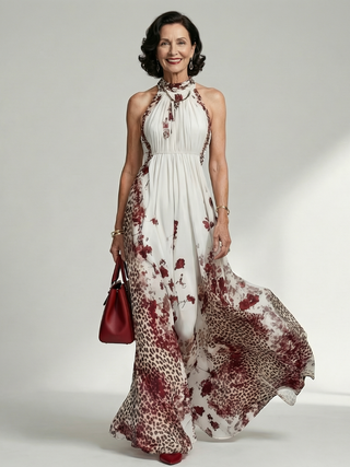 Orlena™ | Vestido Maxi Floral de Manga Larga con Falda Voluminosa