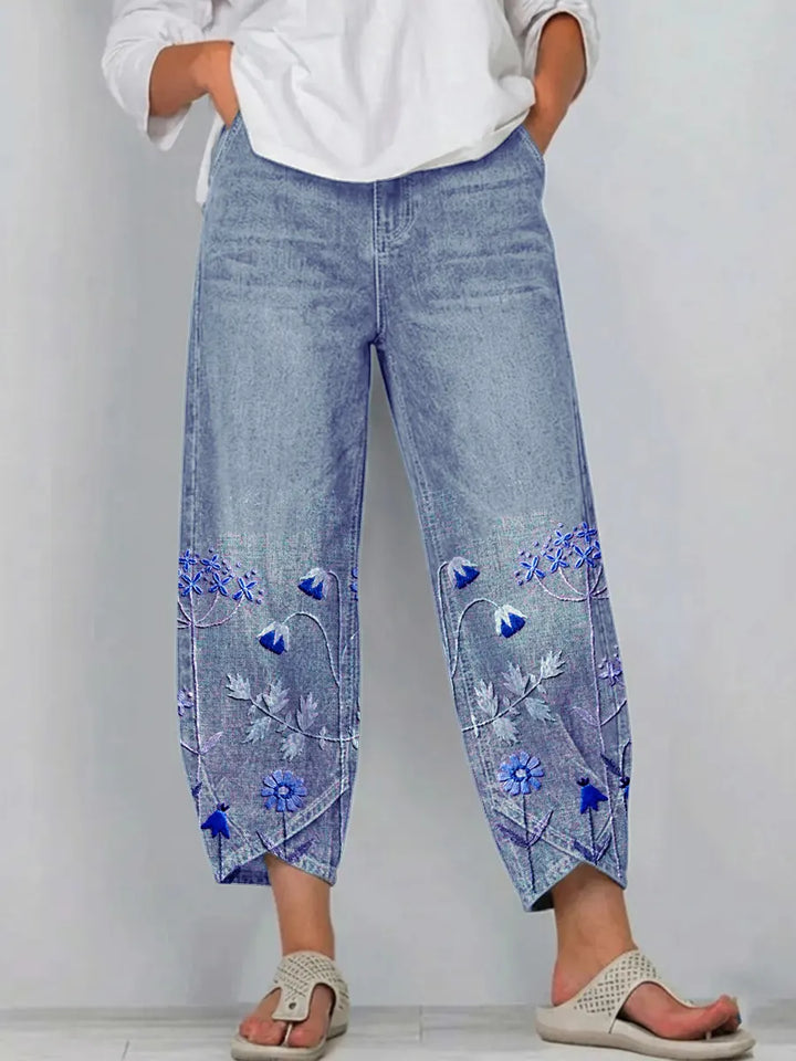 Brígida™ | Pantalón Casual con Bordado Floral