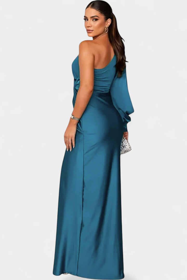 Charlotte Asymmetrical Draped One-Shoulder Dress