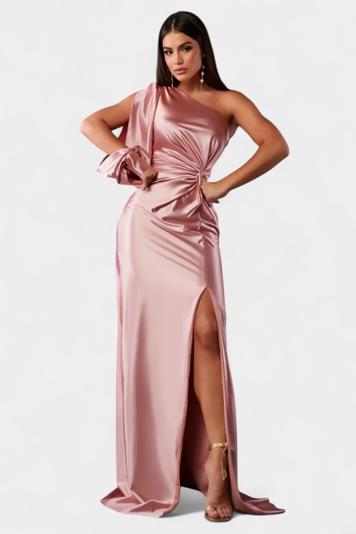 Charlotte Asymmetrical Draped One-Shoulder Dress