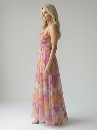 Isela™ | Vestido Maxi Cruzado con Degradado de Color y Tirantes Finos