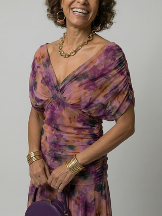 Calena™ | Vestido Midi Off-Shoulder con Escote Drapeado