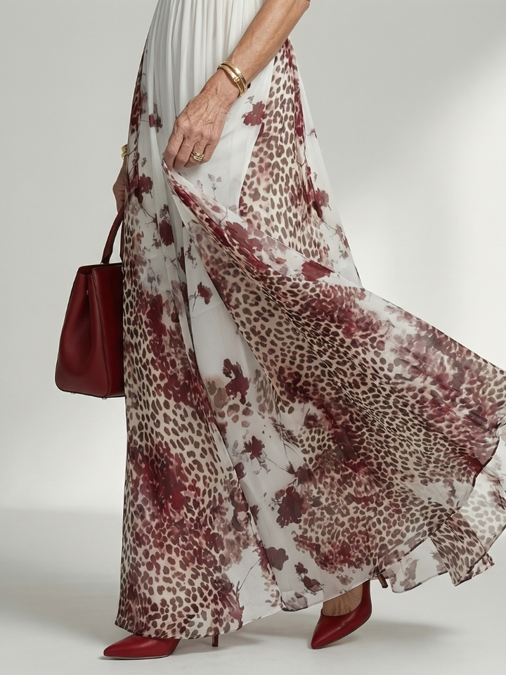 Orlena™ | Vestido Maxi Floral de Manga Larga con Falda Voluminosa