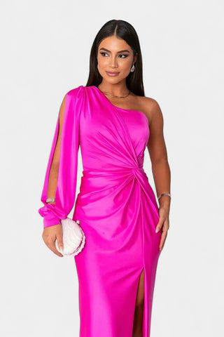 Charlotte Asymmetrical Draped One-Shoulder Dress