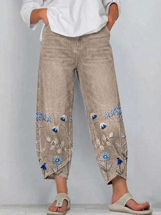 Brígida™ | Pantalón Casual con Bordado Floral