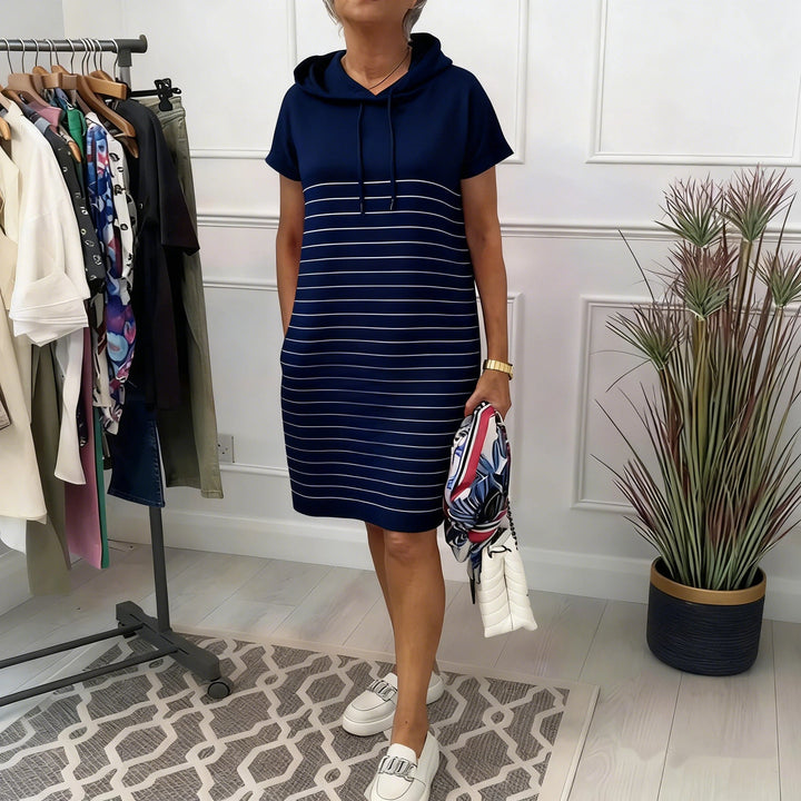 Gabriela™ | Vestido Casual con Capucha y Rayas de Punto