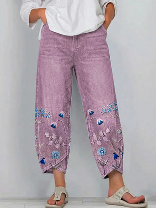 Brígida™ | Pantalón Casual con Bordado Floral