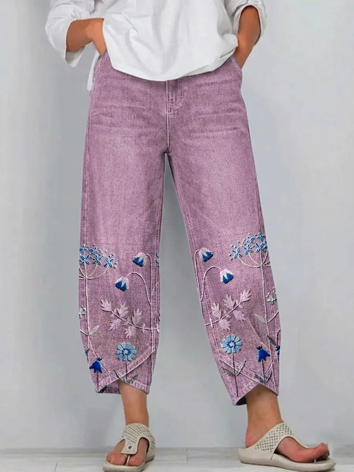 Brígida™ | Pantalón Casual con Bordado Floral