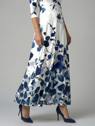 Celeste™ | Vestido Midi Floral con Escote Cruzado y Manga Tres Cuartos