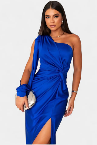 Charlotte Asymmetrical Draped One-Shoulder Dress