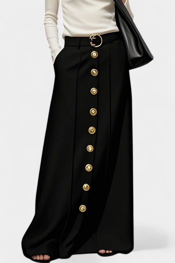 Ada Loose Button Skirt with Pockets and Urban Style