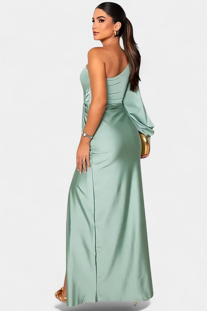 Charlotte Asymmetrical Draped One-Shoulder Dress