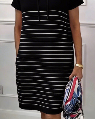 Gabriela™ | Vestido Casual con Capucha y Rayas de Punto