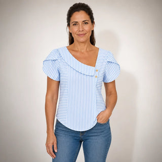 Lola™ | Blusa de Rayas con Escote Diagonal