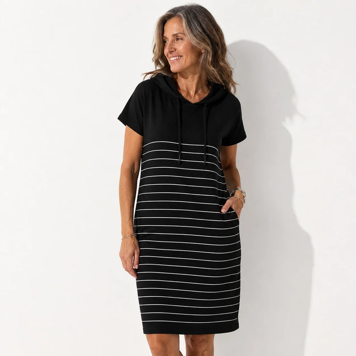 Gabriela™ | Vestido Casual con Capucha y Rayas de Punto