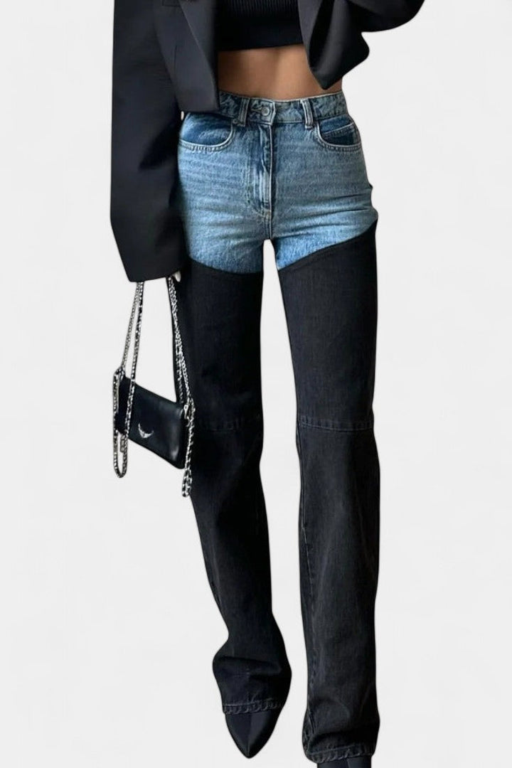 Jeans Mijie de tiro alto con patchwork y pierna recta