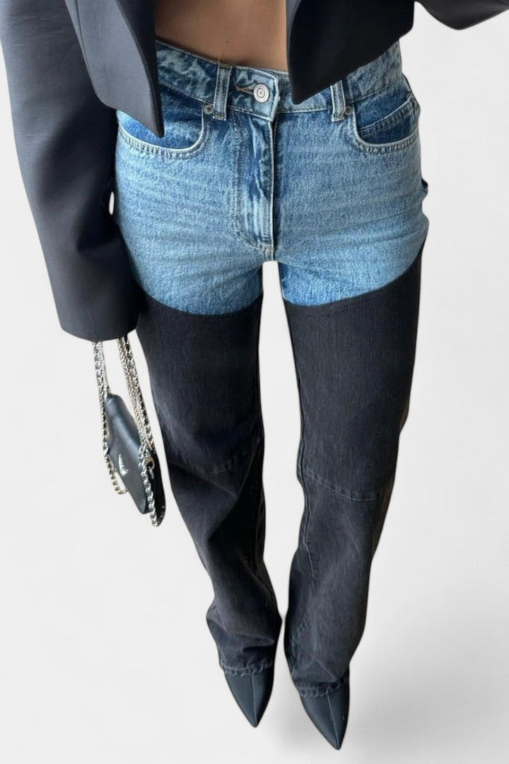 Jeans Mijie de tiro alto con patchwork y pierna recta