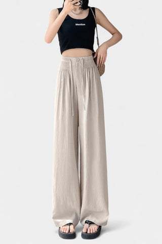 Ilyana Pantalones de Cintura Alta y Pierna Ancha