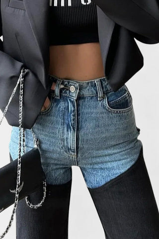 Jeans Mijie de tiro alto con patchwork y pierna recta
