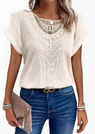 Ximena™ | Top Boho de Punto con Crochet