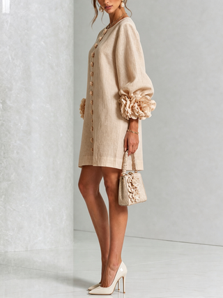 Marisela™ | Short Dress with Flower Cuffs