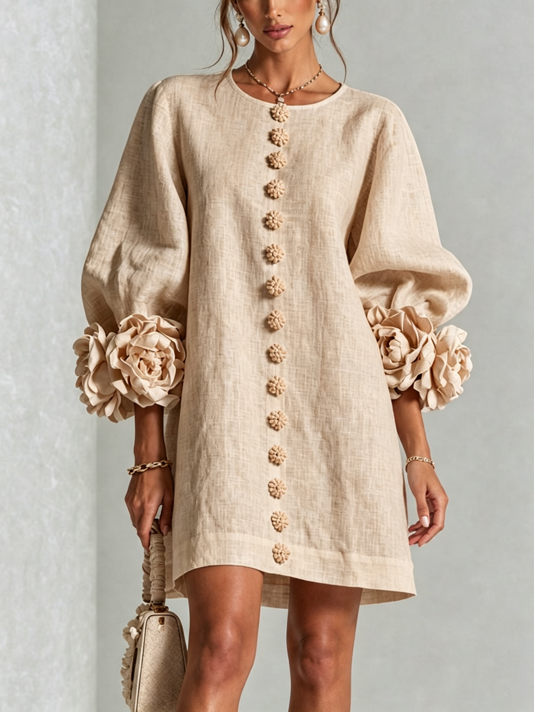 Marisela™ | Short Dress with Flower Cuffs