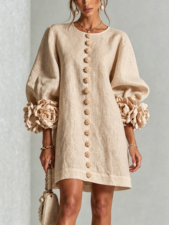 Marisela™ | Short Dress with Flower Cuffs