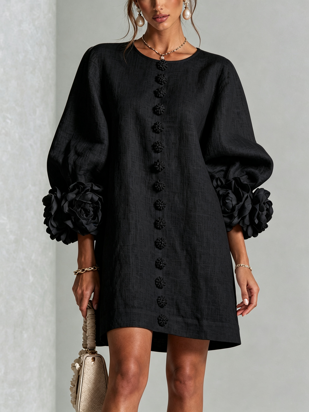 Marisela™ | Short Dress with Flower Cuffs