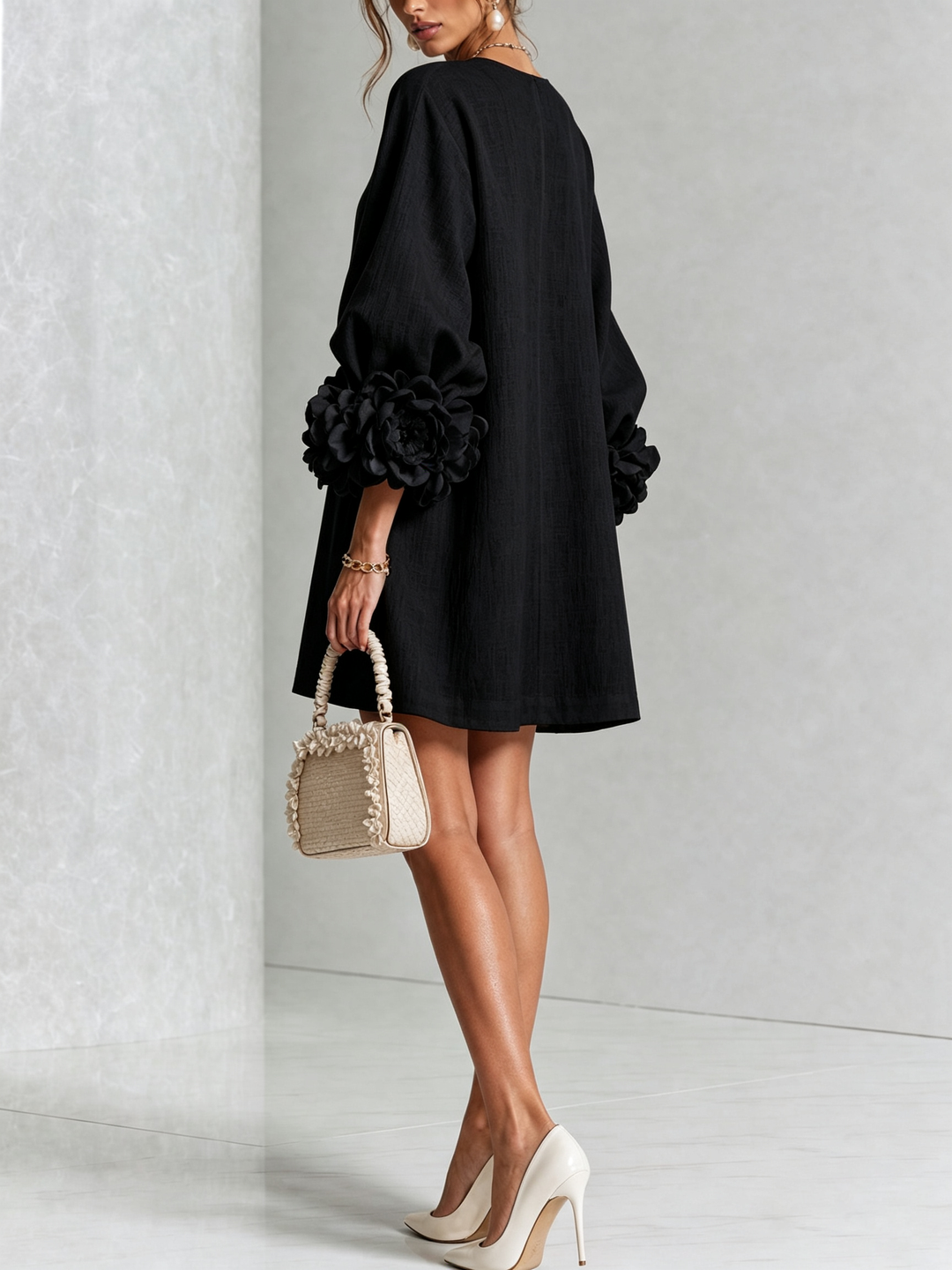 Marisela™ | Short Dress with Flower Cuffs