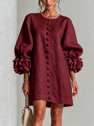 Marisela™ | Short Dress with Flower Cuffs
