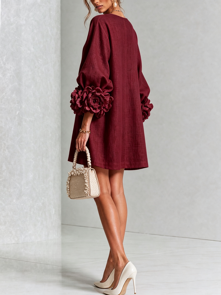 Marisela™ | Short Dress with Flower Cuffs