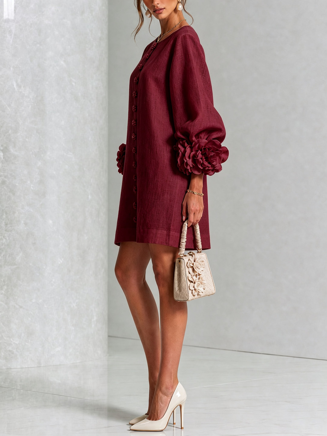 Marisela™ | Short Dress with Flower Cuffs