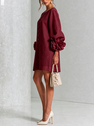Marisela™ | Short Dress with Flower Cuffs