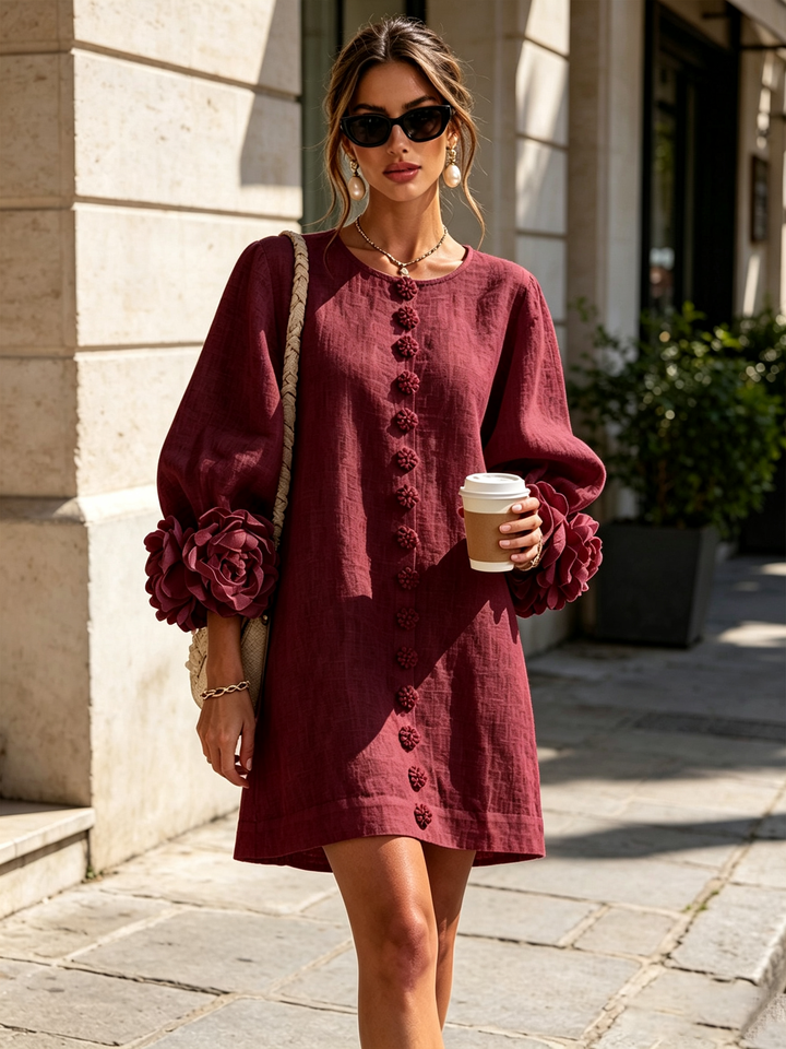 Marisela™ | Short Dress with Flower Cuffs