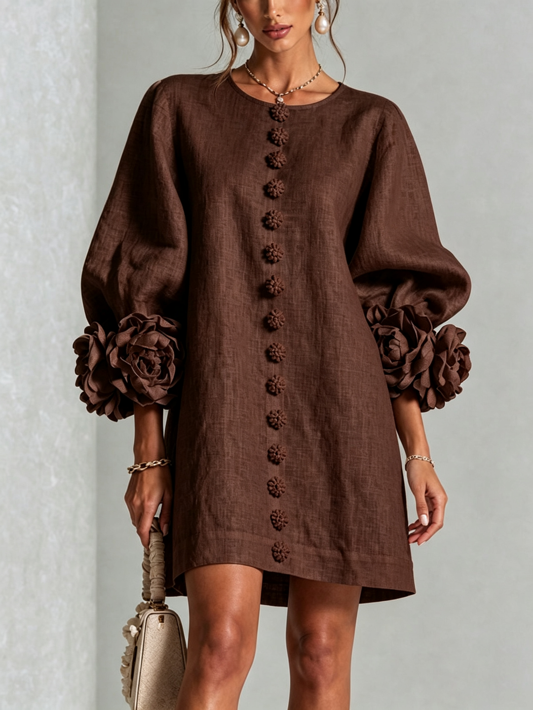Marisela™ | Short Dress with Flower Cuffs