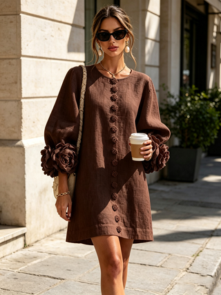 Marisela™ | Short Dress with Flower Cuffs