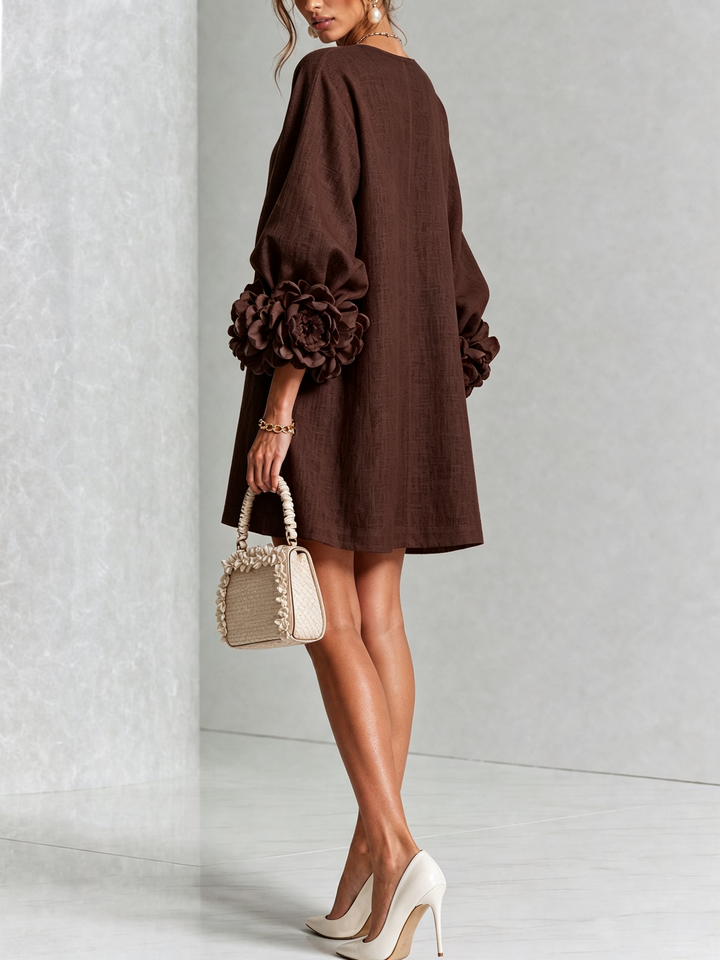 Marisela™ | Short Dress with Flower Cuffs