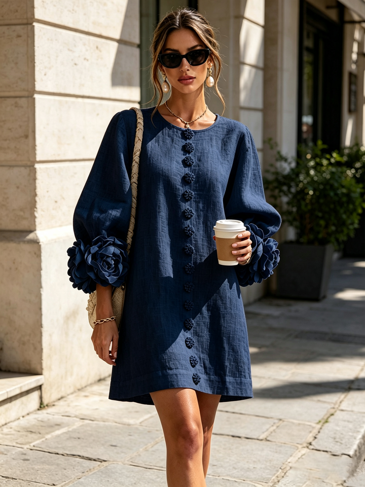 Marisela™ | Short Dress with Flower Cuffs