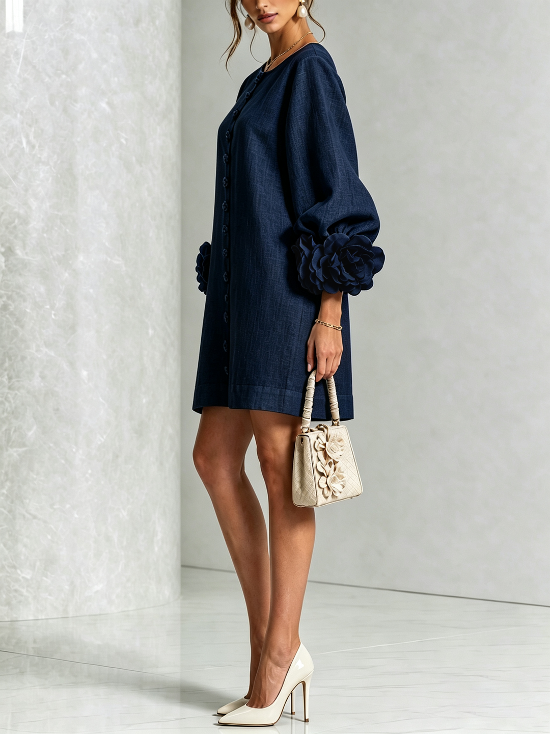 Marisela™ | Short Dress with Flower Cuffs