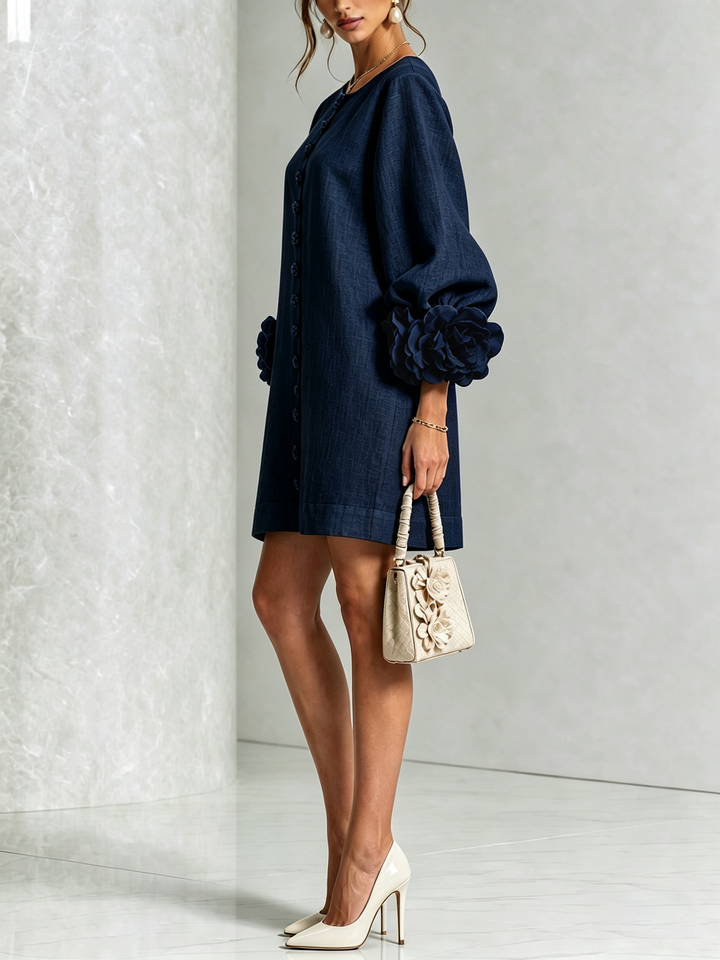 Marisela™ | Short Dress with Flower Cuffs
