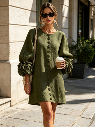 Marisela™ | Short Dress with Flower Cuffs