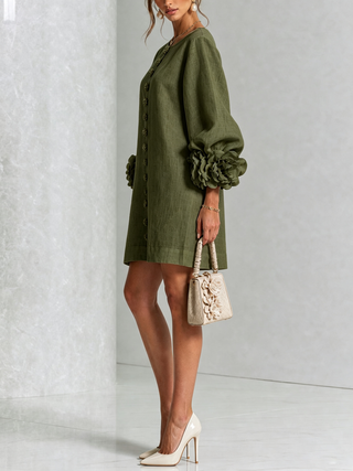 Marisela™ | Short Dress with Flower Cuffs