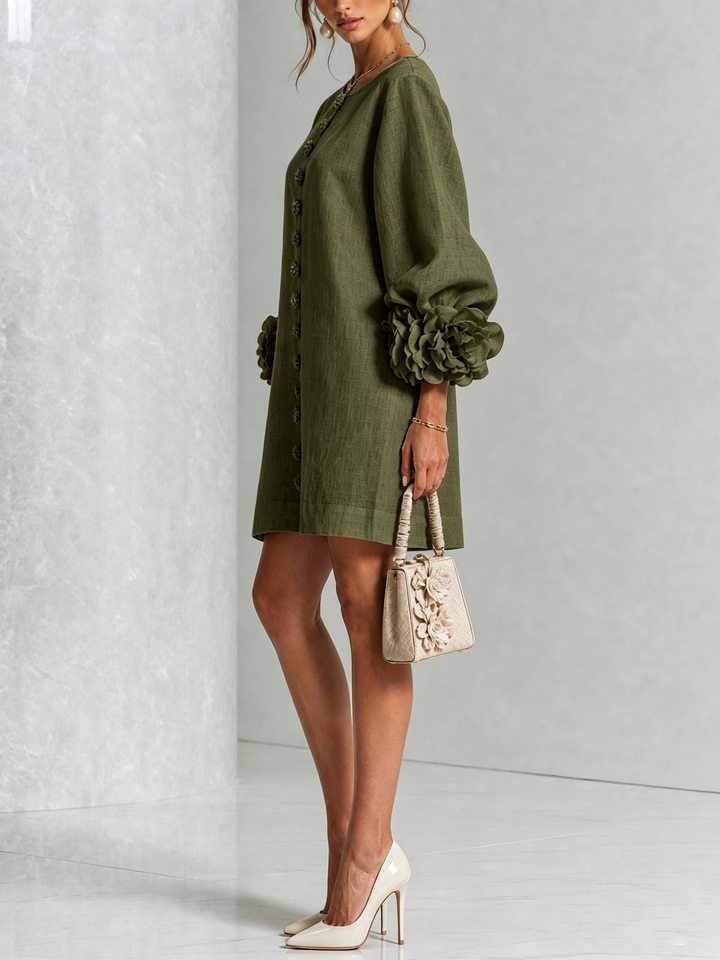 Marisela™ | Short Dress with Flower Cuffs
