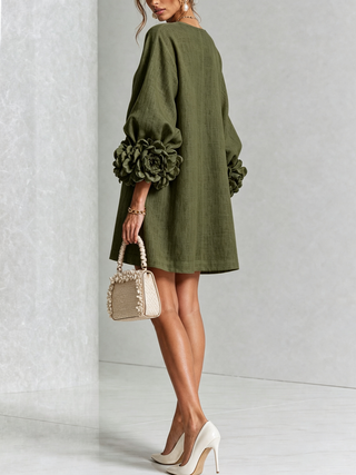 Marisela™ | Short Dress with Flower Cuffs